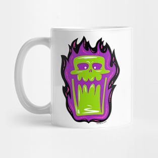 Green Flaming Skull Mug